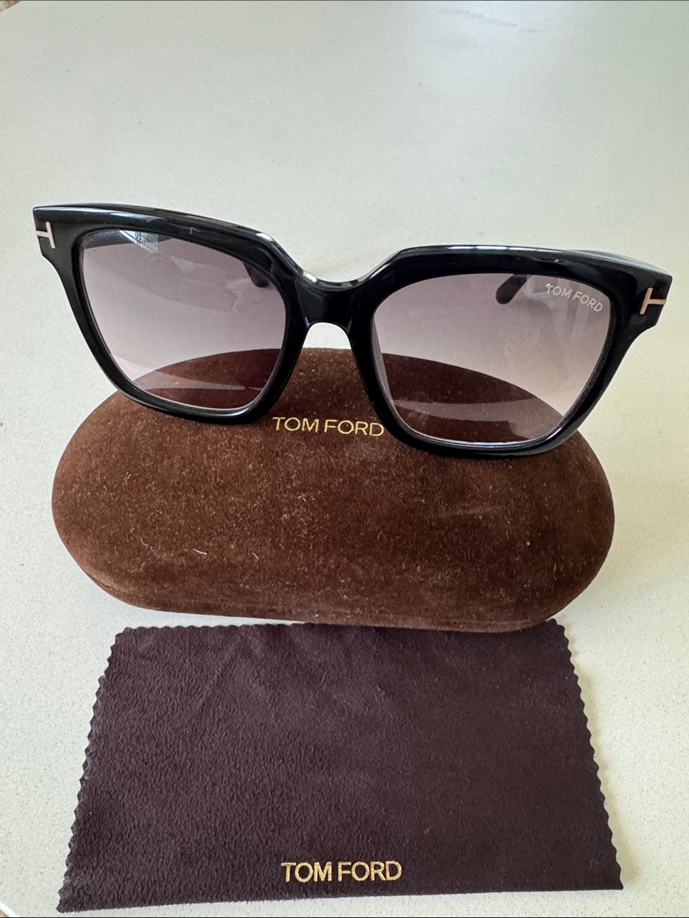 Tom Ford Black Cat-Eye Sunglasses with Gradient Lenses